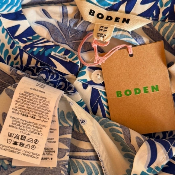 NWT Boden Alba Long Sleeve Tiered Maxi Dress Pineapple Wave 100% Cotton - Picture 5 of 5